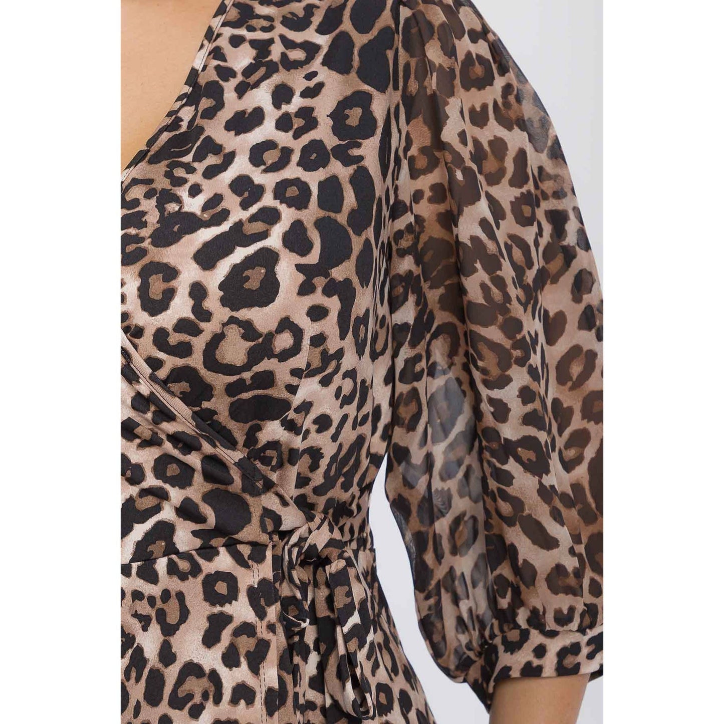 PLUS LEOPARD PUFF SLEEVE WRAP