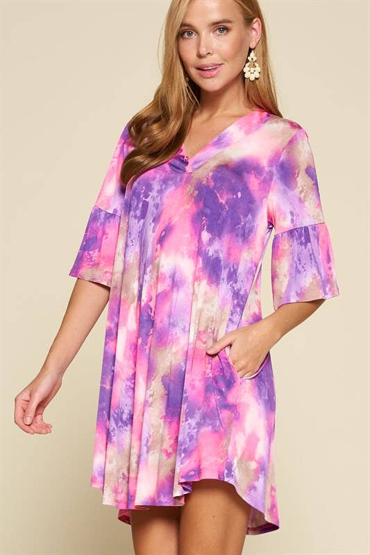 Lovely Venezia Purple Tie Dye Dress