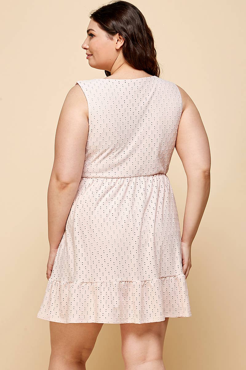 PLUS BLUSH SLEEVELESS EYELET TANK DRESS