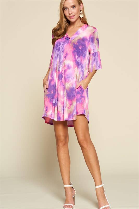 Lovely Venezia Purple Tie Dye Dress