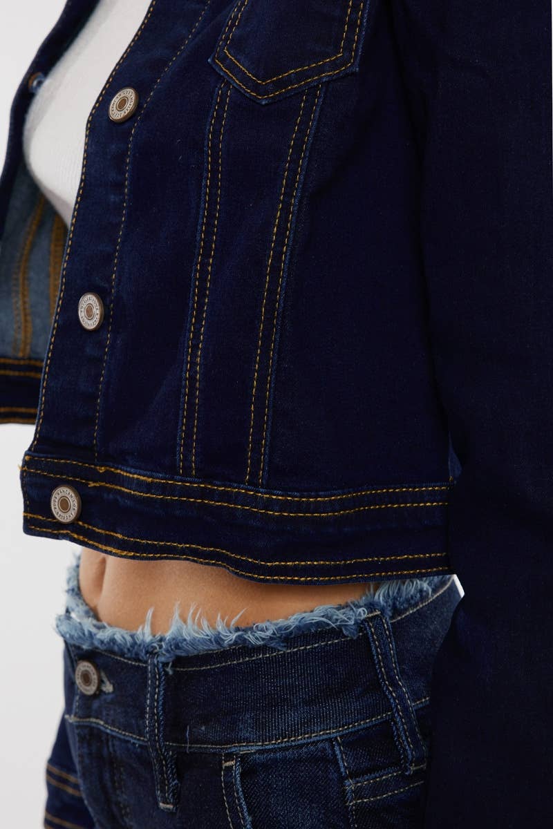 DARK WASH CROP FIT DENIM JACKET