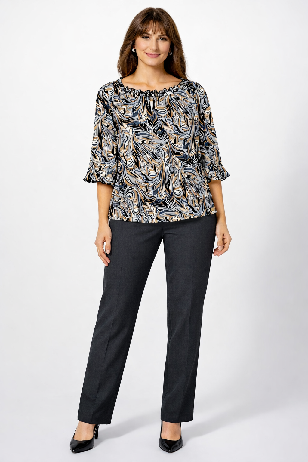 MISSY & PLUS CHARCOAL PULL ON DRESS PANT