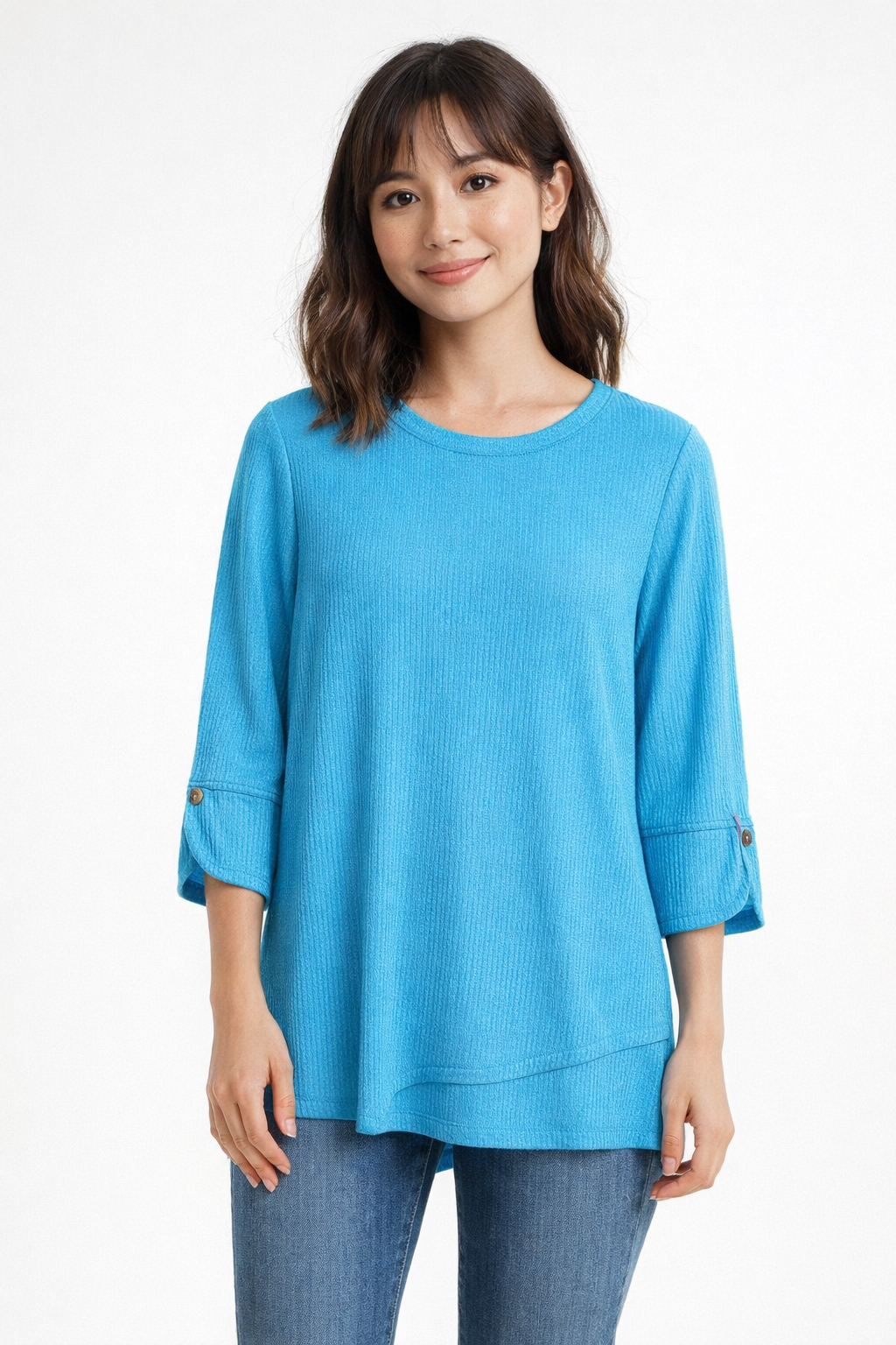TEAL ISLE OF CAPRII 3/4 SLEEVE BLOUSE PLUS