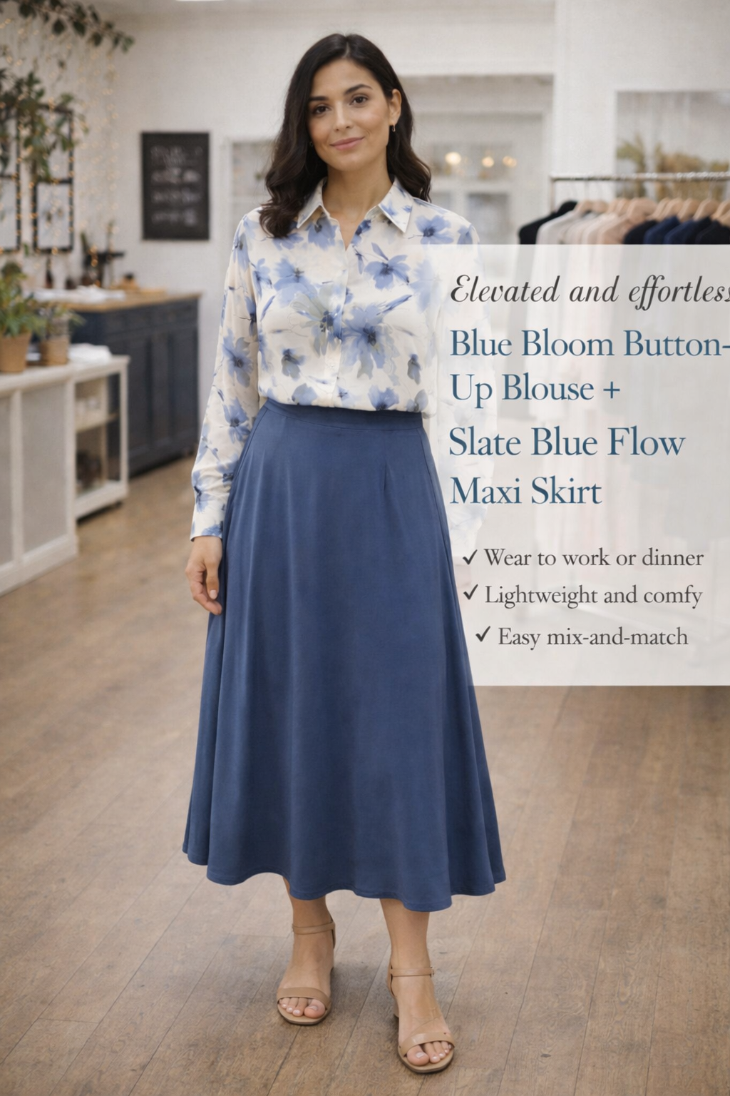 BLUE BLOOM BLOUSE