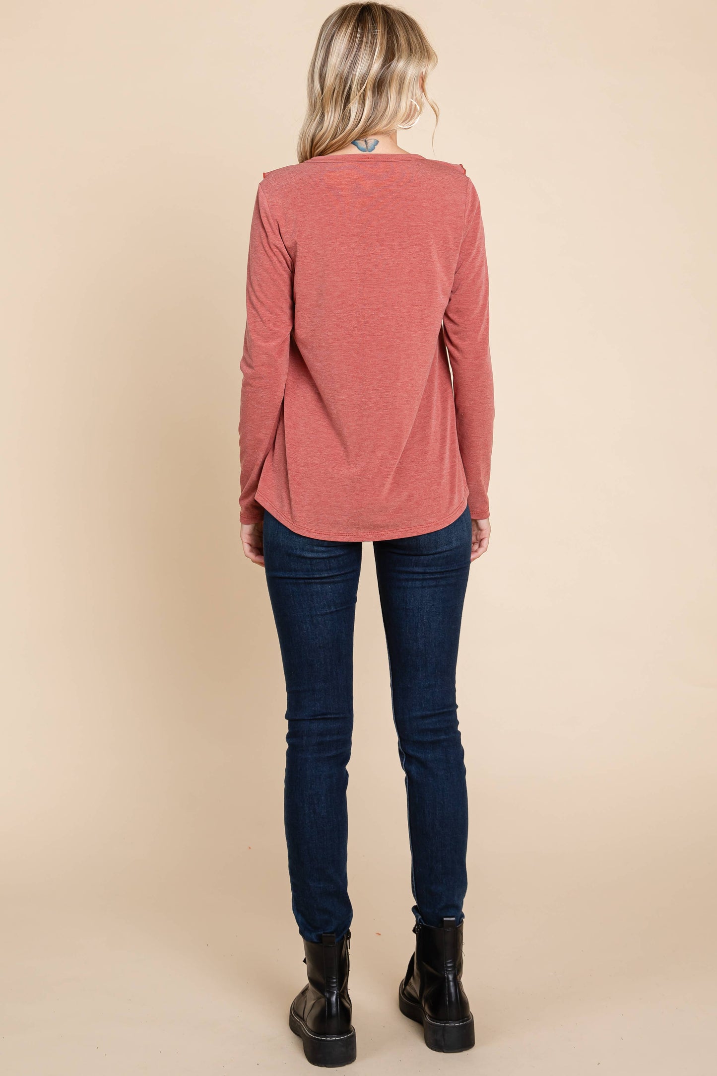 PLUS RUST RUFFLE LONG SLEEVE-SIZE UP 1