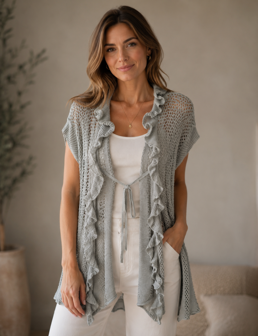 GRACEFUL TIDE RUFFLE CARDI