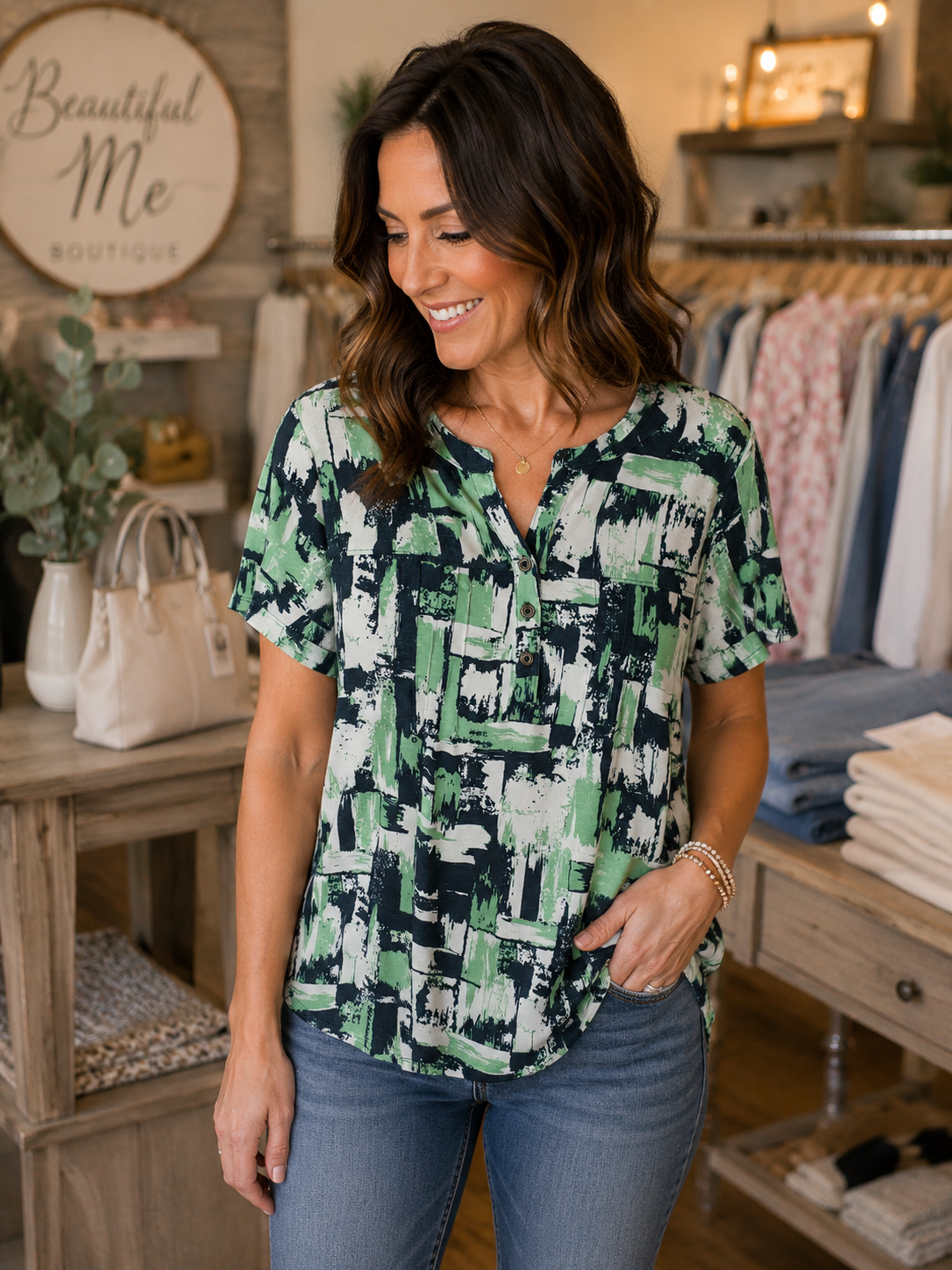 SAGE SKETCH SHORT SLEEVE MISSY & PLUS