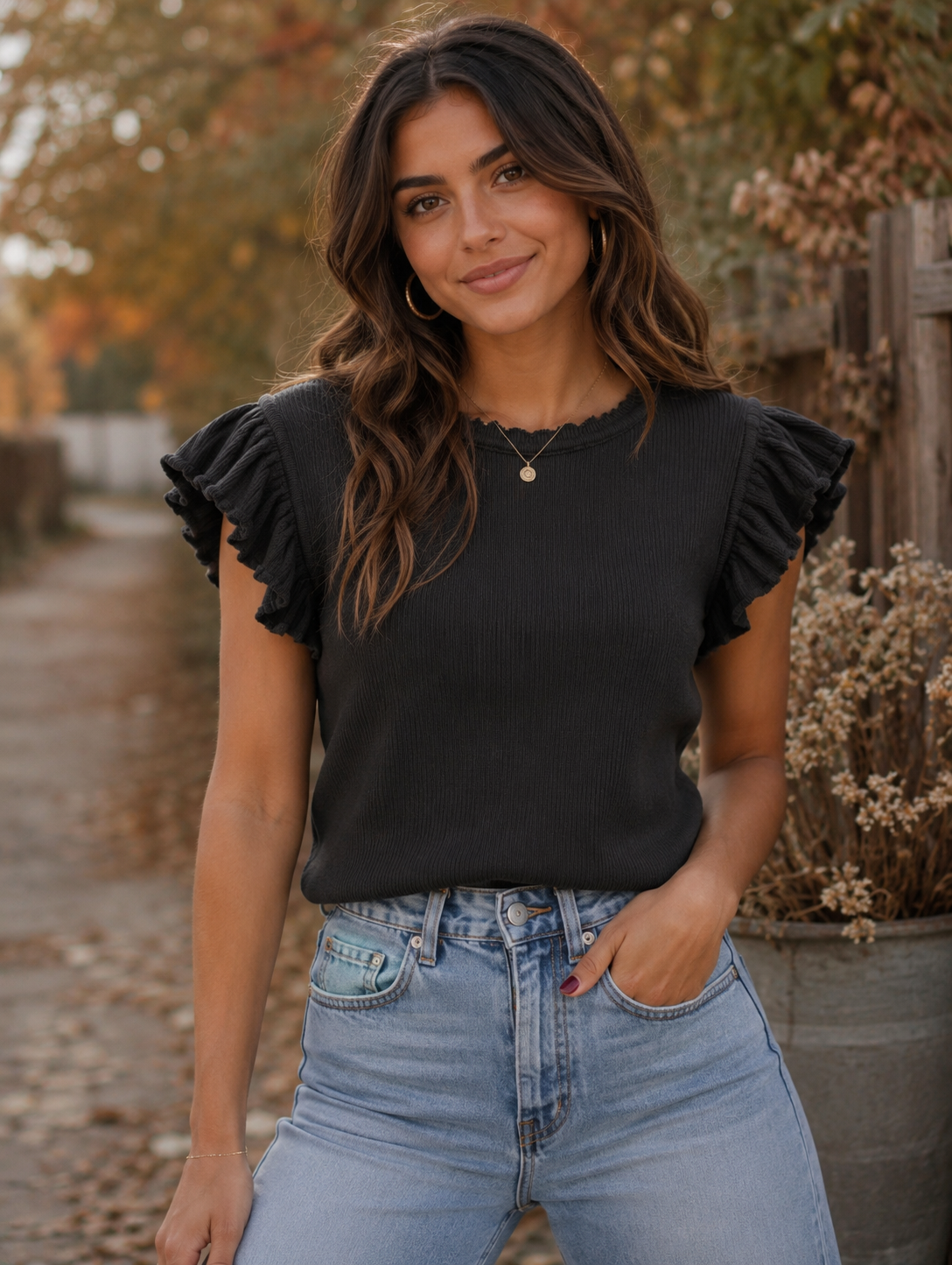 BLACK BEAUTY CAP SLEEVE SWEATER