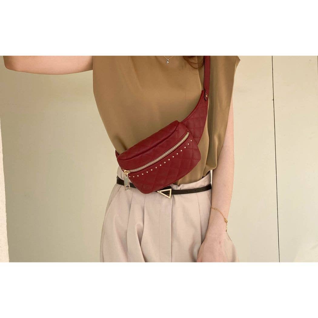 MKF TAUPE QUILTED WAIST BAG