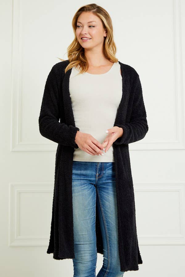 BLACK FUZZY CARDIGAN
