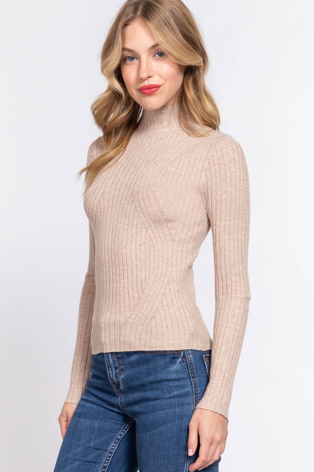 TAN RIBBED SWEATER JUNIOR FIT