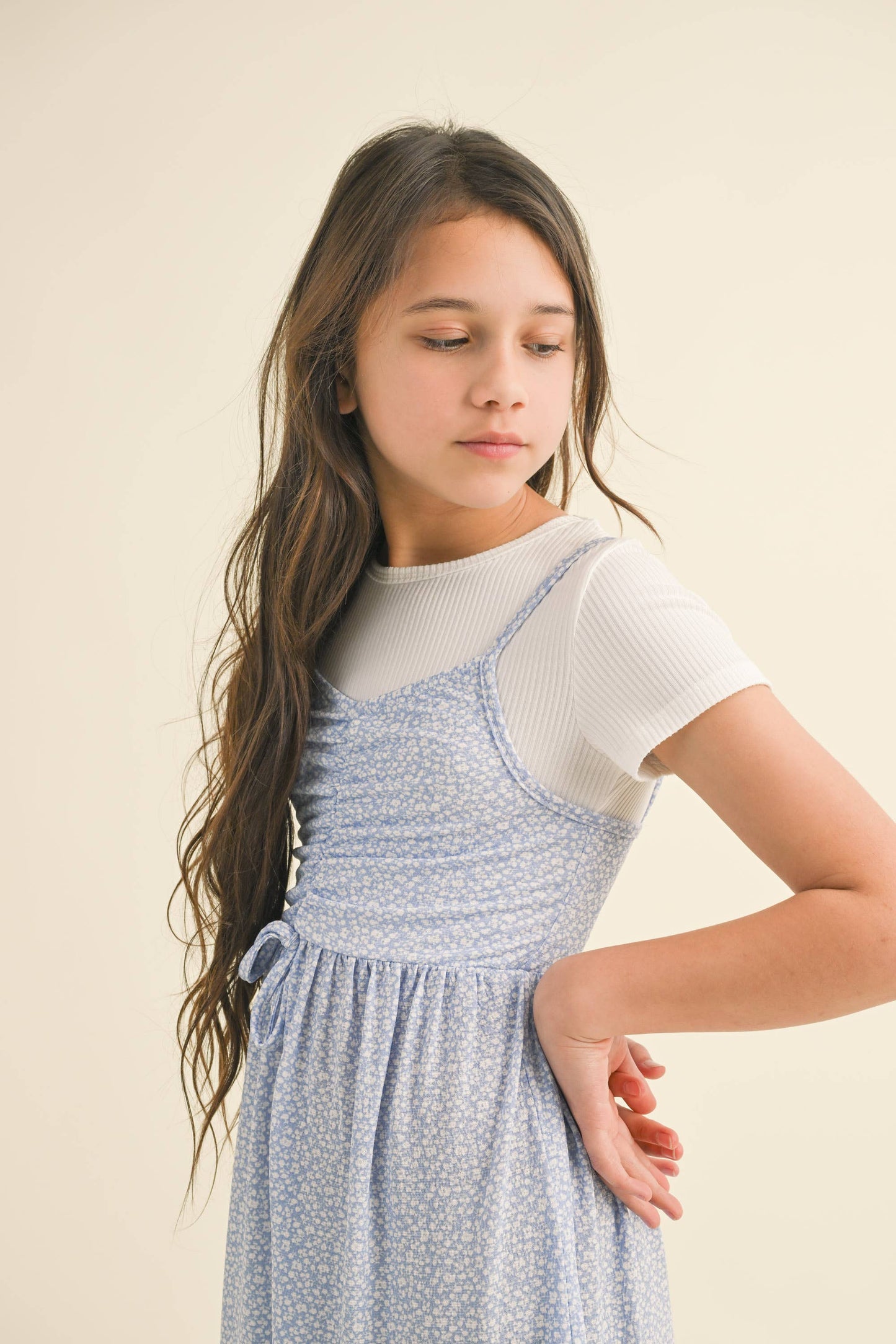 TWEEN KIDS GIRLS CINCHED FLOUNCE DRESS