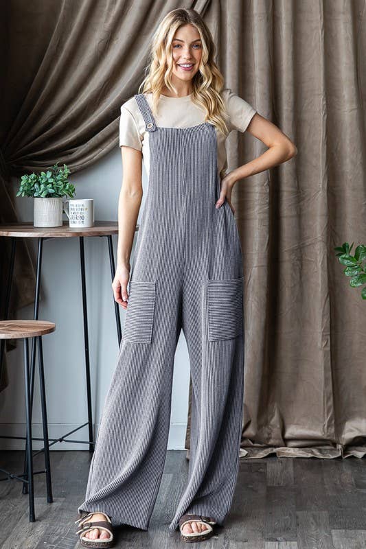 PLUS VINTAGE DENIM URBAN RIBBED JUMPSUITS
