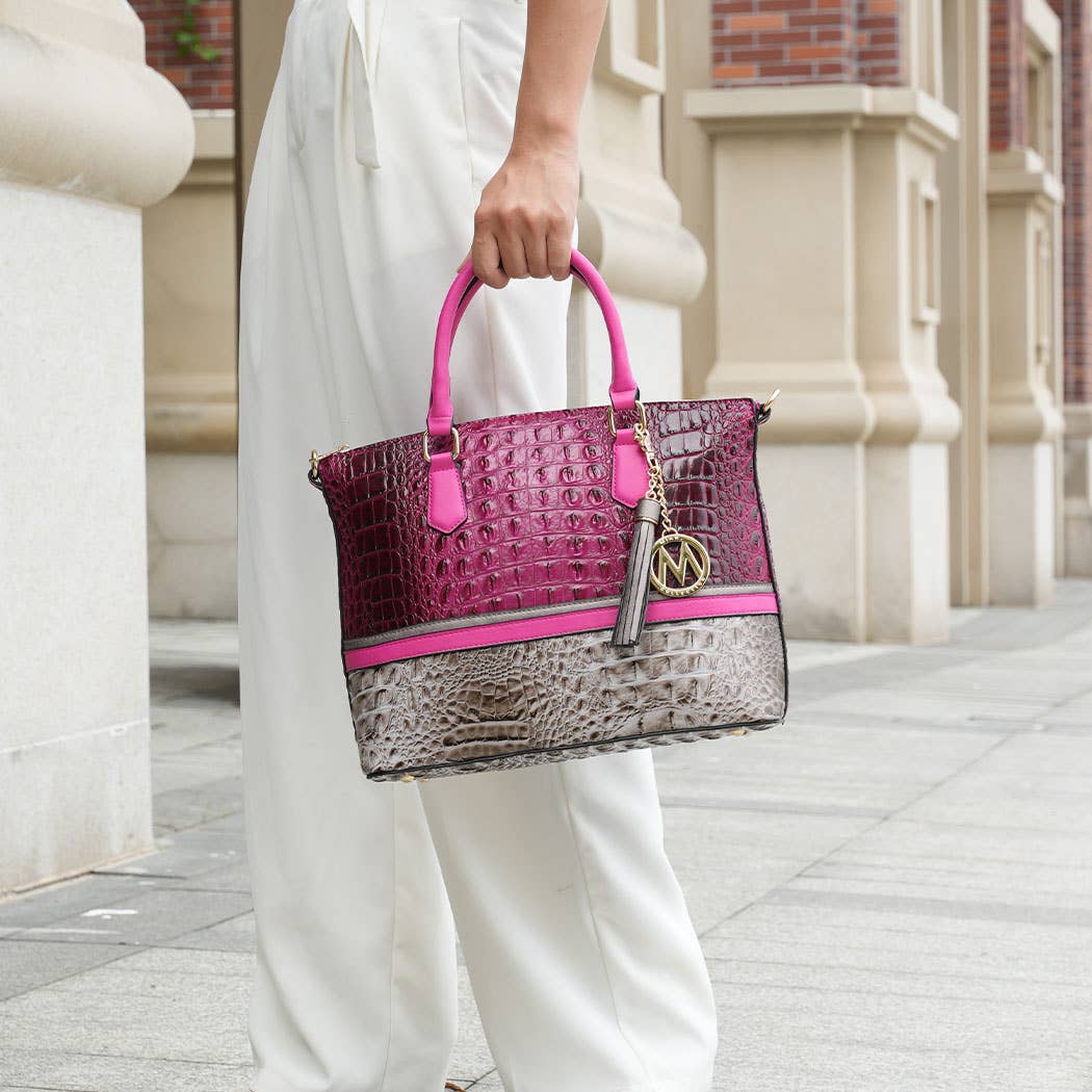 MKF CHOCOLATE CROCODILE TOTE- WALLET INCLUDED