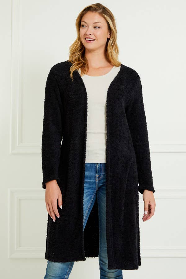 BLACK FUZZY CARDIGAN