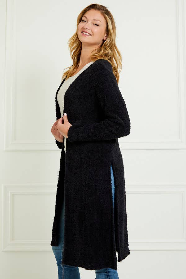 BLACK FUZZY CARDIGAN