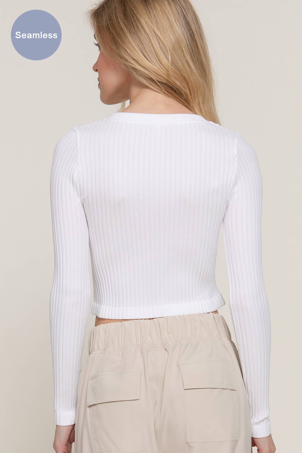 WHITE RIBBED JUNIOR FIT