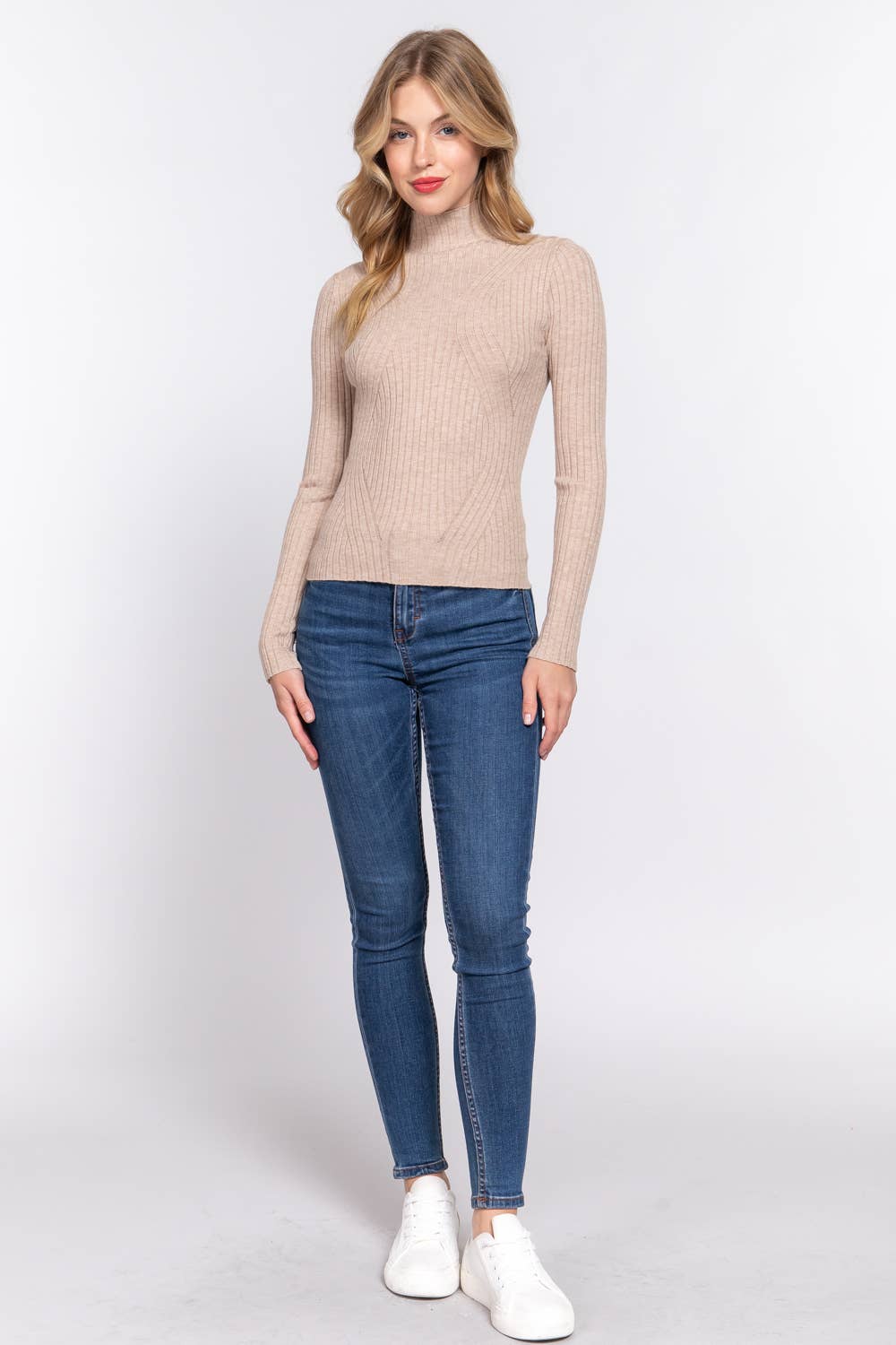 TAN RIBBED SWEATER JUNIOR FIT