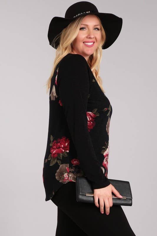 PLUS FLORAL SWEATER