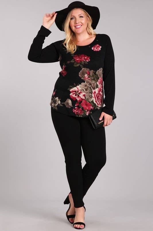 PLUS FLORAL SWEATER
