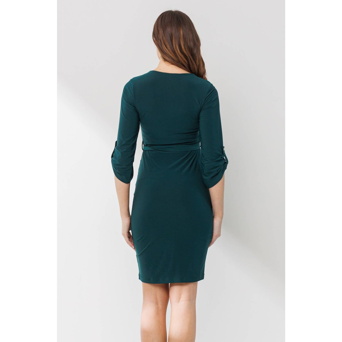 MATERNITY HUNTER GREEN HALF ZIP NURSING DRESS