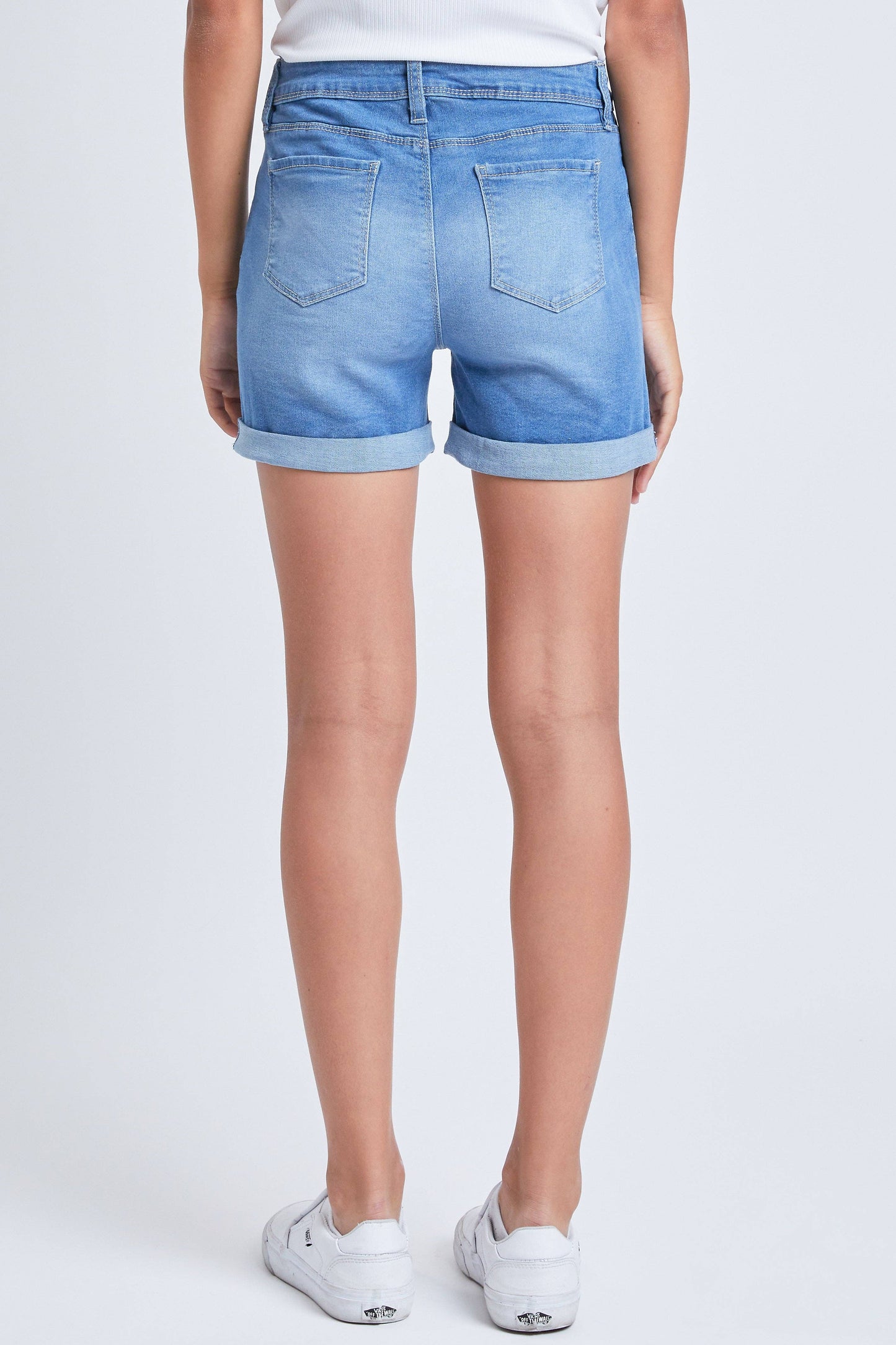 TWEEN GIRLS BASIC EXPOSED BUTTON CUFFED SHORT (7-14)