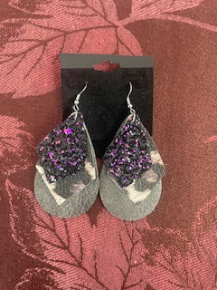 LEATHER BLING EARRING