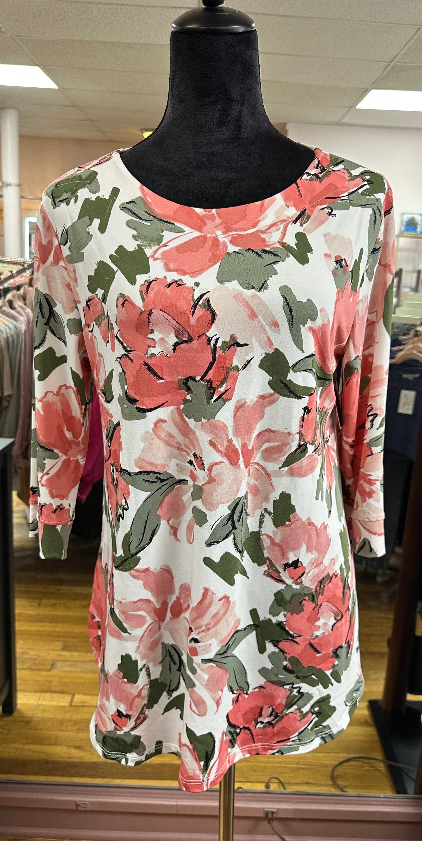 FLORAL SAGE 3/4 SLEEVE MISSY & PLUS