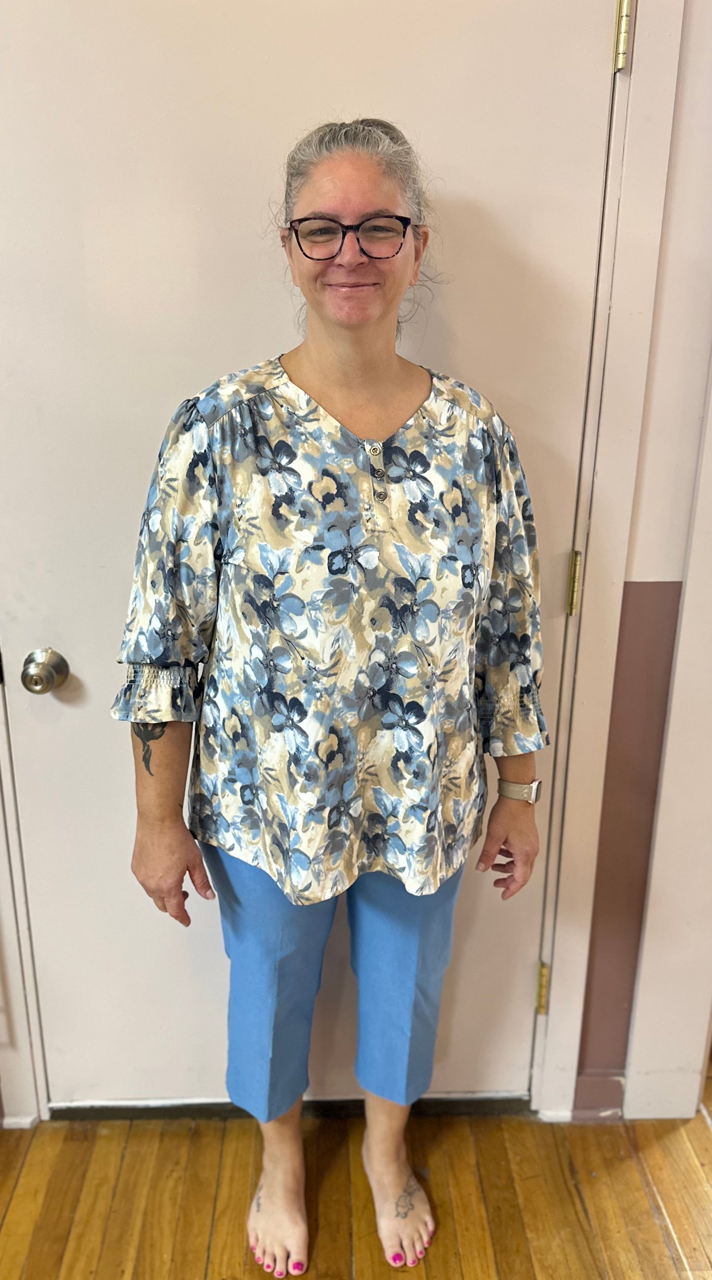 MISSY & PLUS BLUE/NEUTRAL FLORAL