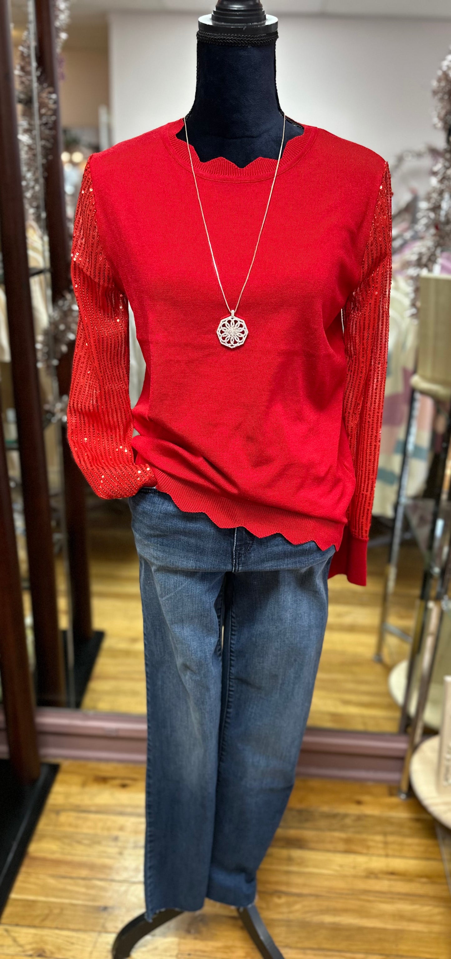 RED SPARKLY SWEATER