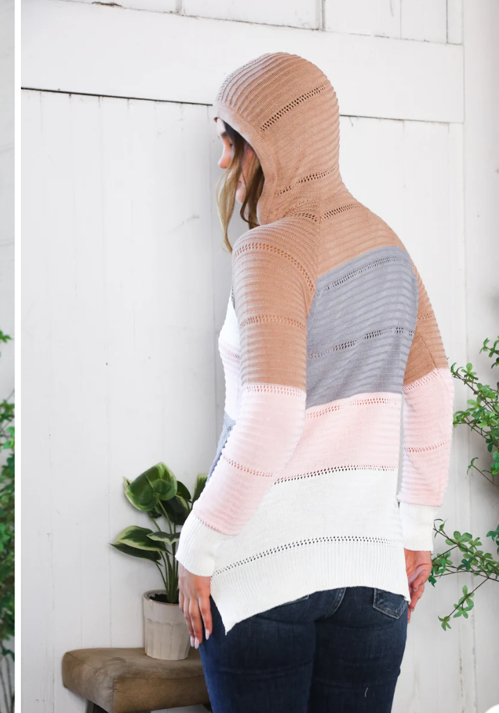 MOCHA STRIPE HOODIE