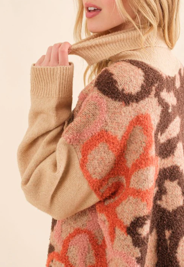 TAUPE FLORAL SWEATER