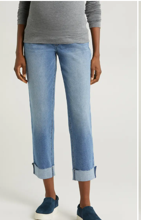 MATERNITY CUFFED SLIM JEAN WITH BELLYBAND