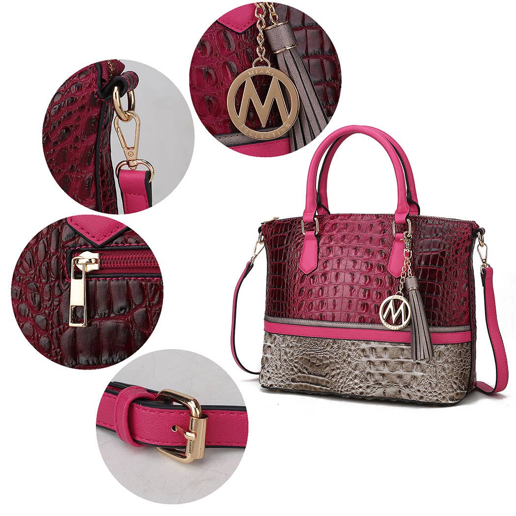 MKF CHOCOLATE CROCODILE TOTE- WALLET INCLUDED
