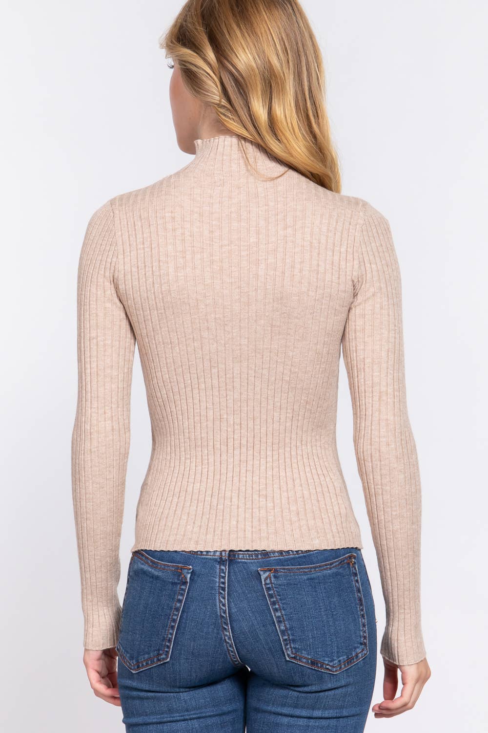TAN RIBBED SWEATER JUNIOR FIT