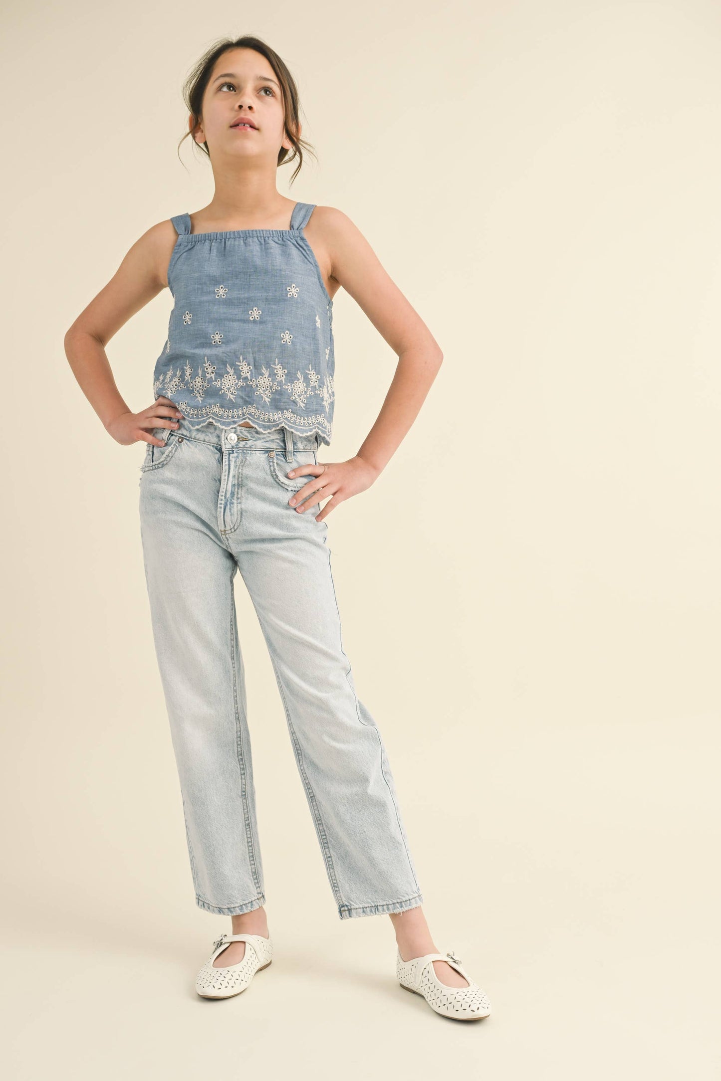TWEEN KIDS GIRLS BABYDOLL BACK CUTOUT TOP (7/8-14)