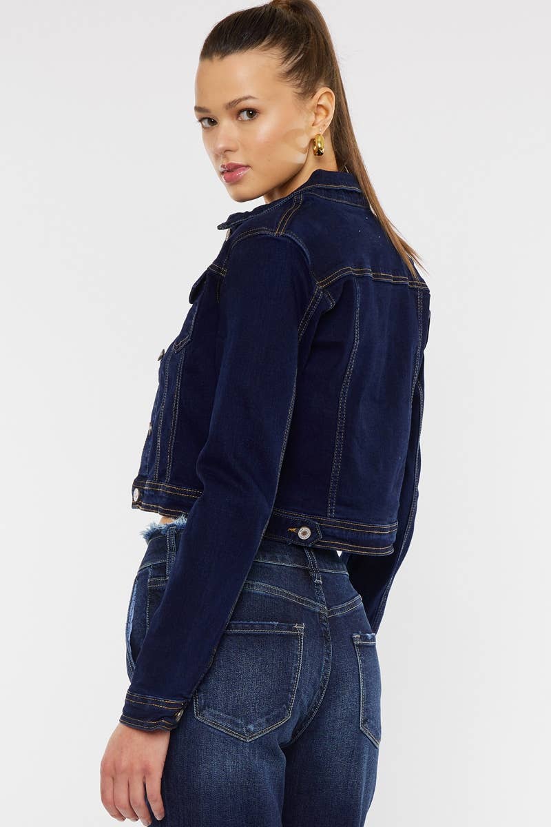 DARK WASH CROP FIT DENIM JACKET