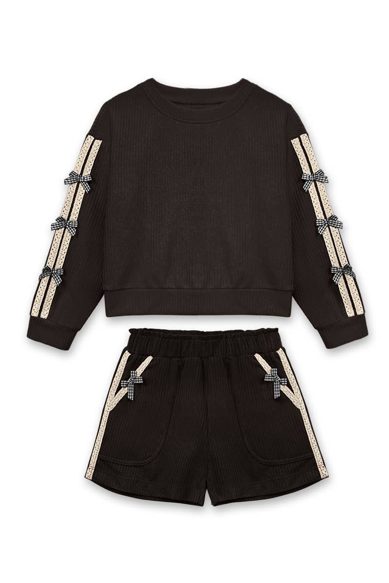 BLACK RIBBED KNIT SET