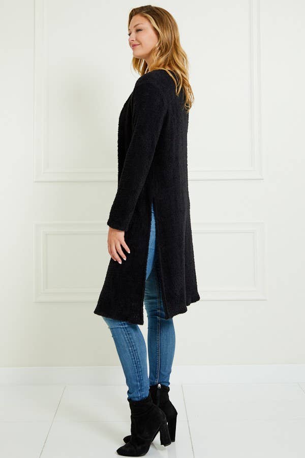 BLACK FUZZY CARDIGAN