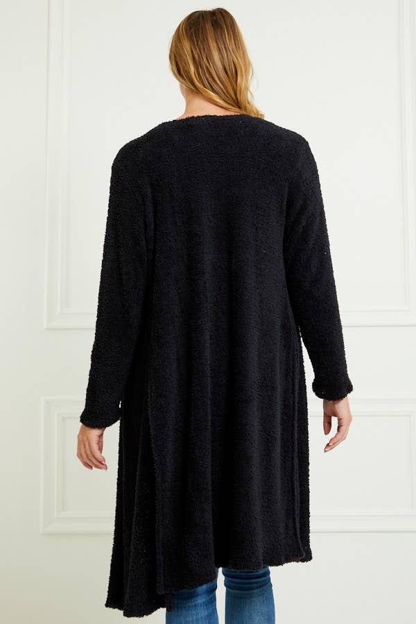 BLACK FUZZY CARDIGAN