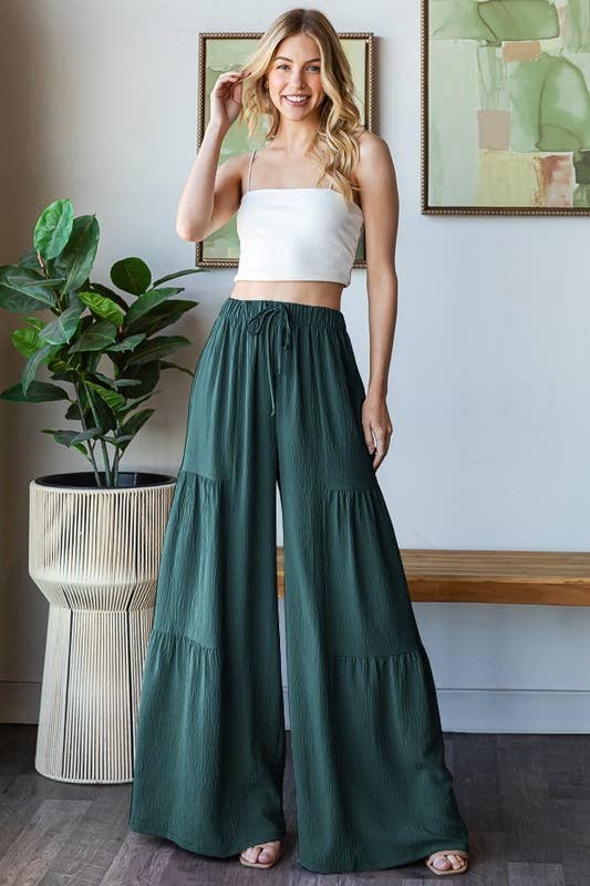 TEAL TIERED PALAZZO PANTS