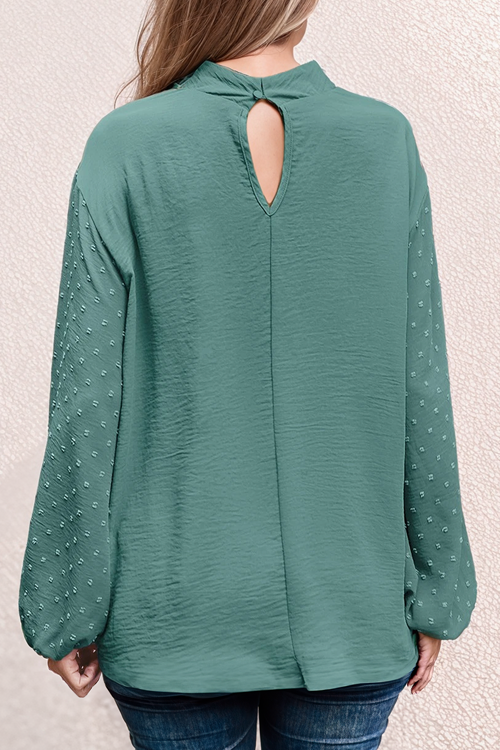 PLUS WINTERGREEN SWISS DOT BALLOON SLEEVE BLOUSE