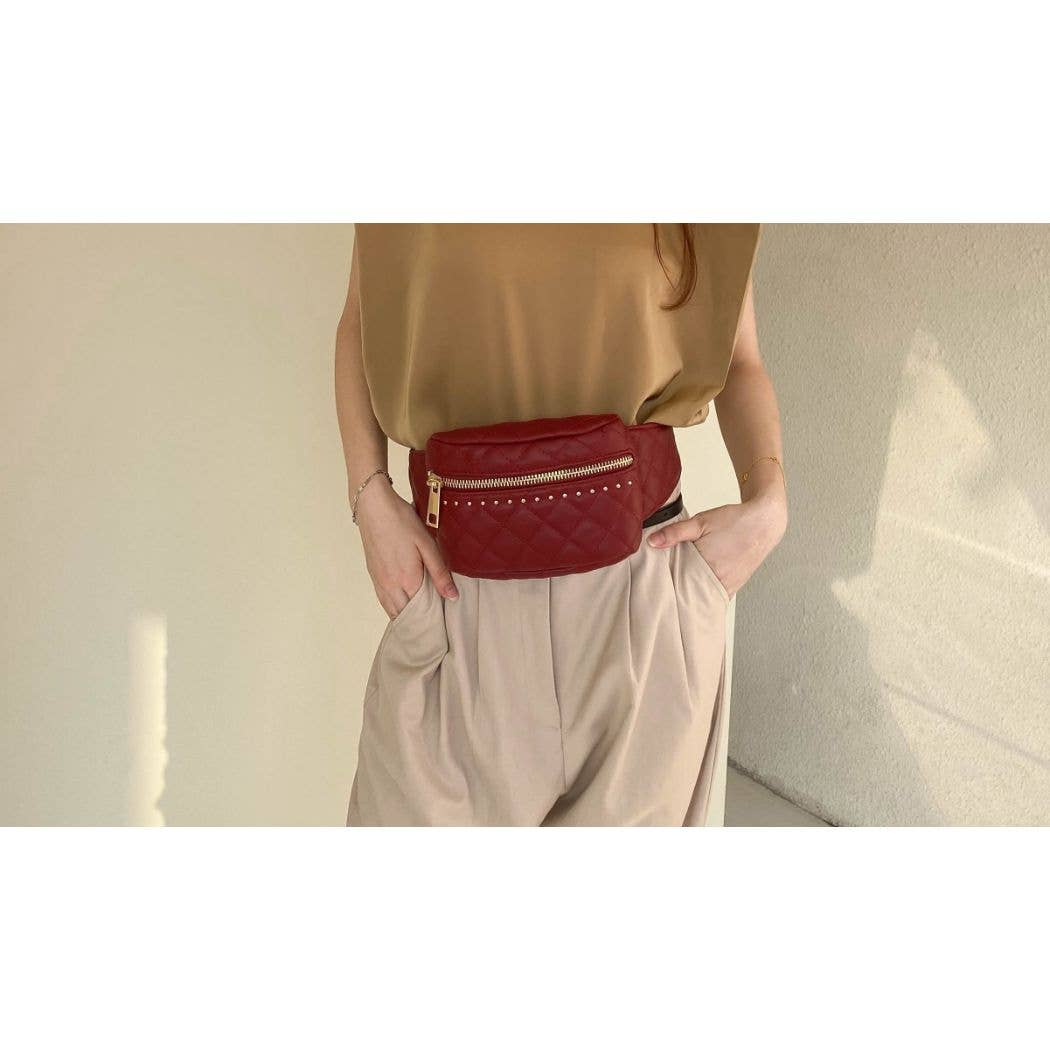 MKF TAUPE QUILTED WAIST BAG