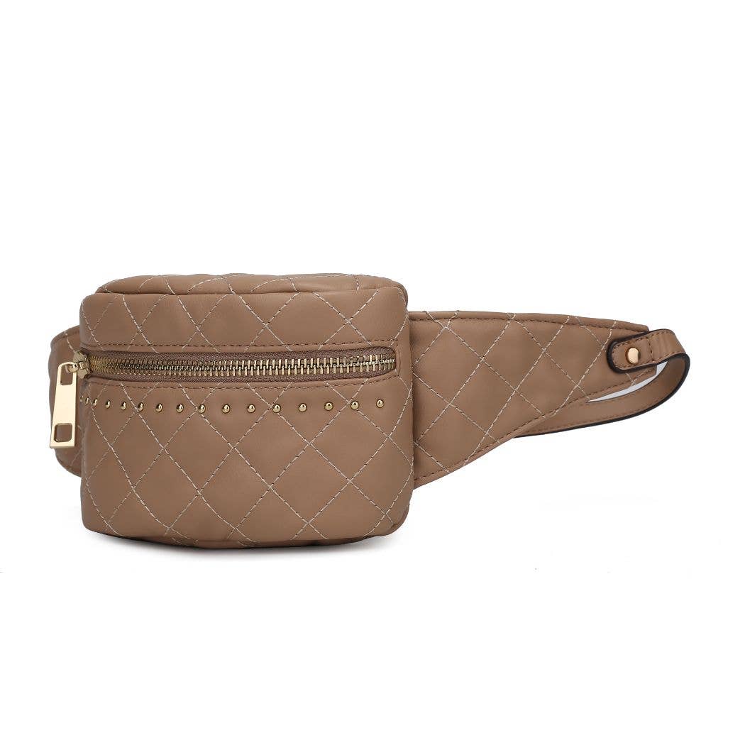 MKF TAUPE QUILTED WAIST BAG