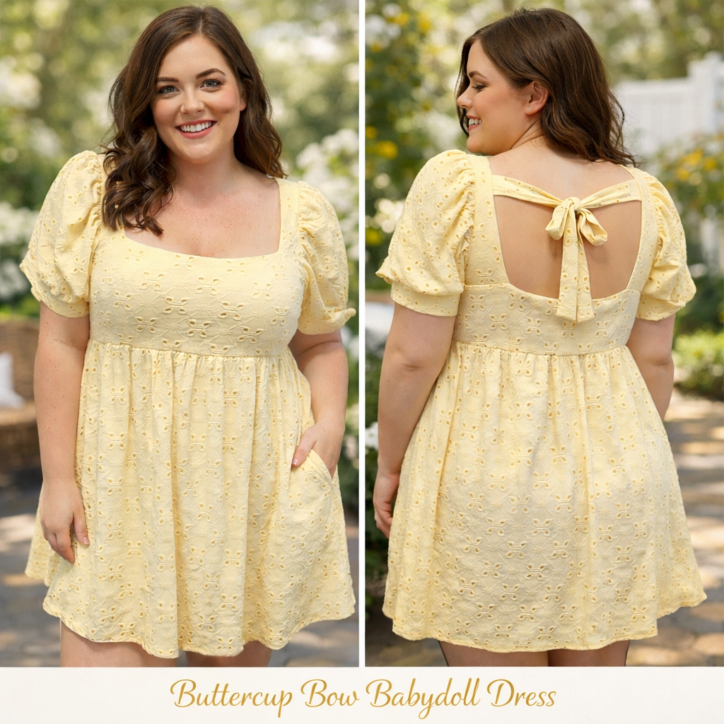 BUTTERCUP BOW BABYDOLL DRESS