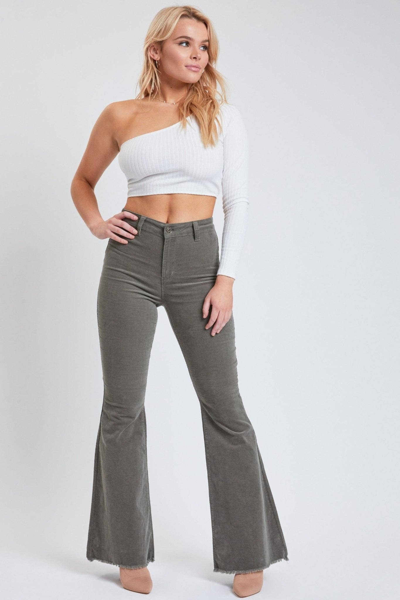 OLIVE CORDUROY FLARE