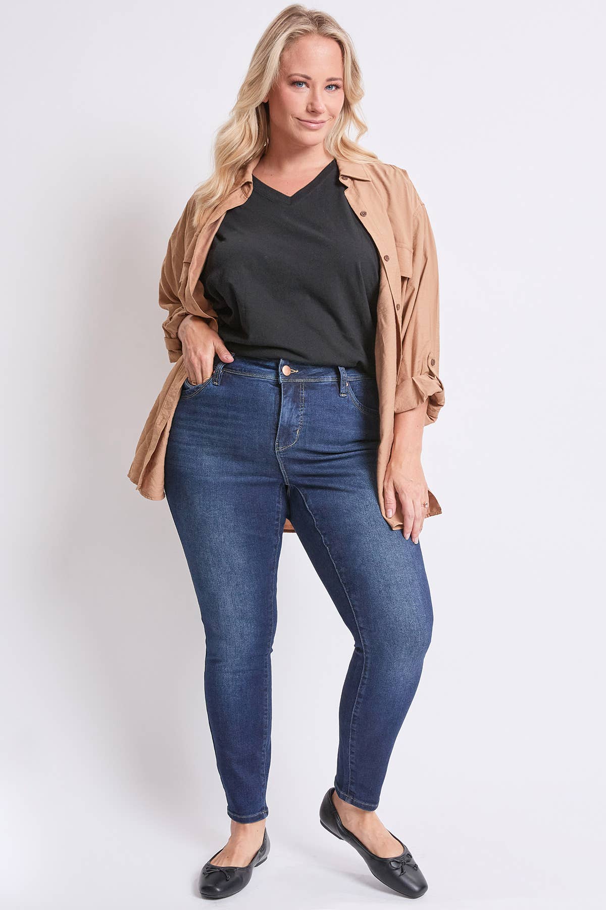Plus High Rise Curve Confidence WBB Skinny: Blue