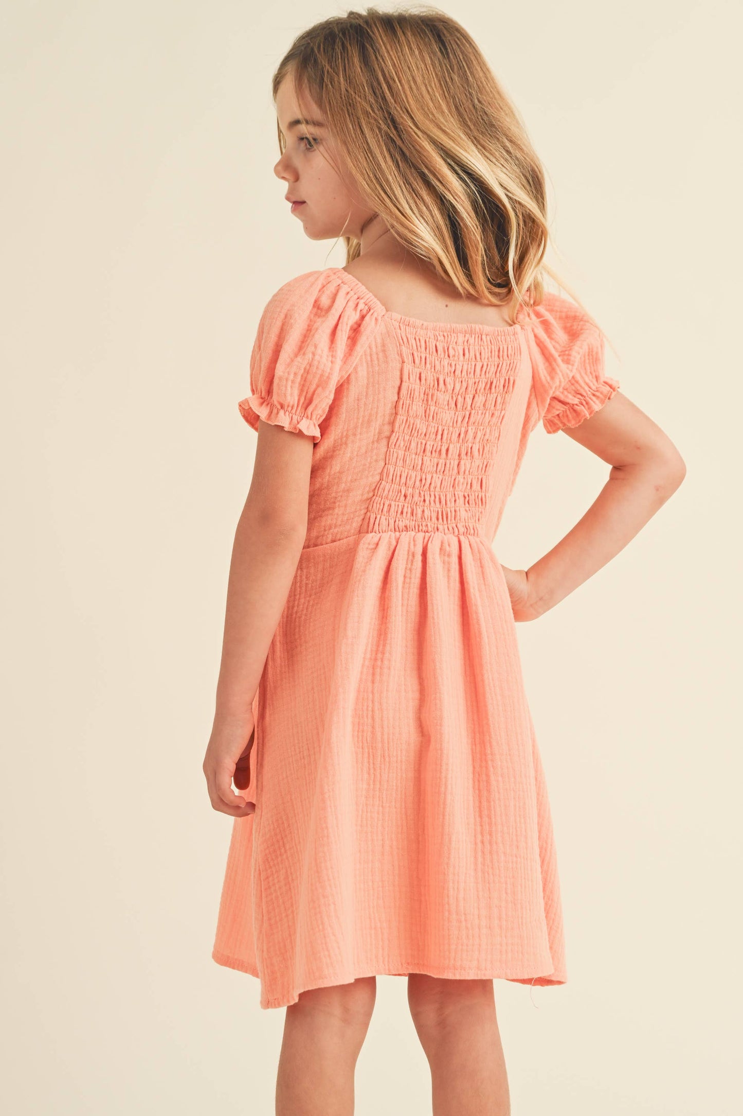 TWEEN GIRLS CORAL CROCHET DRESS