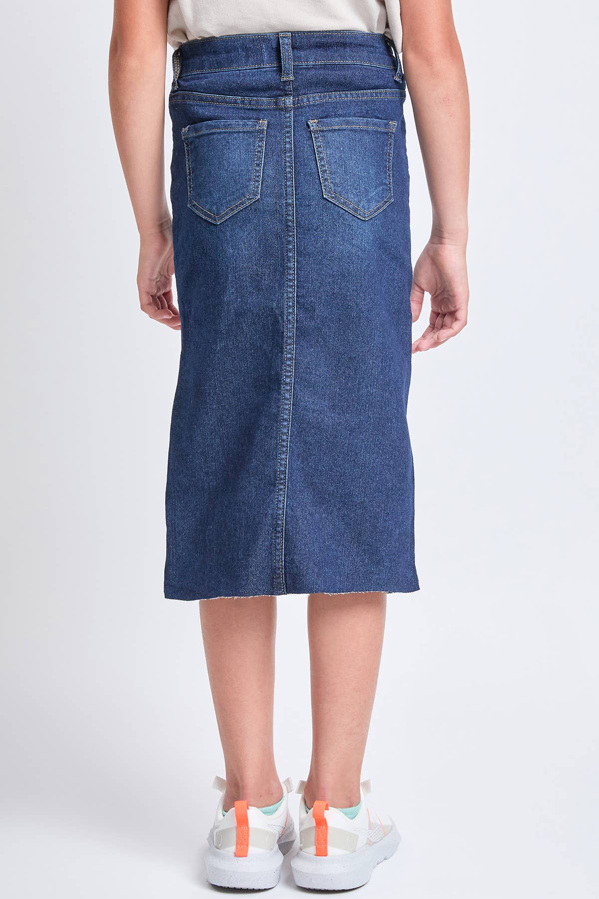 GIRLS DARK DENIM FRONT SLIT SKIRT