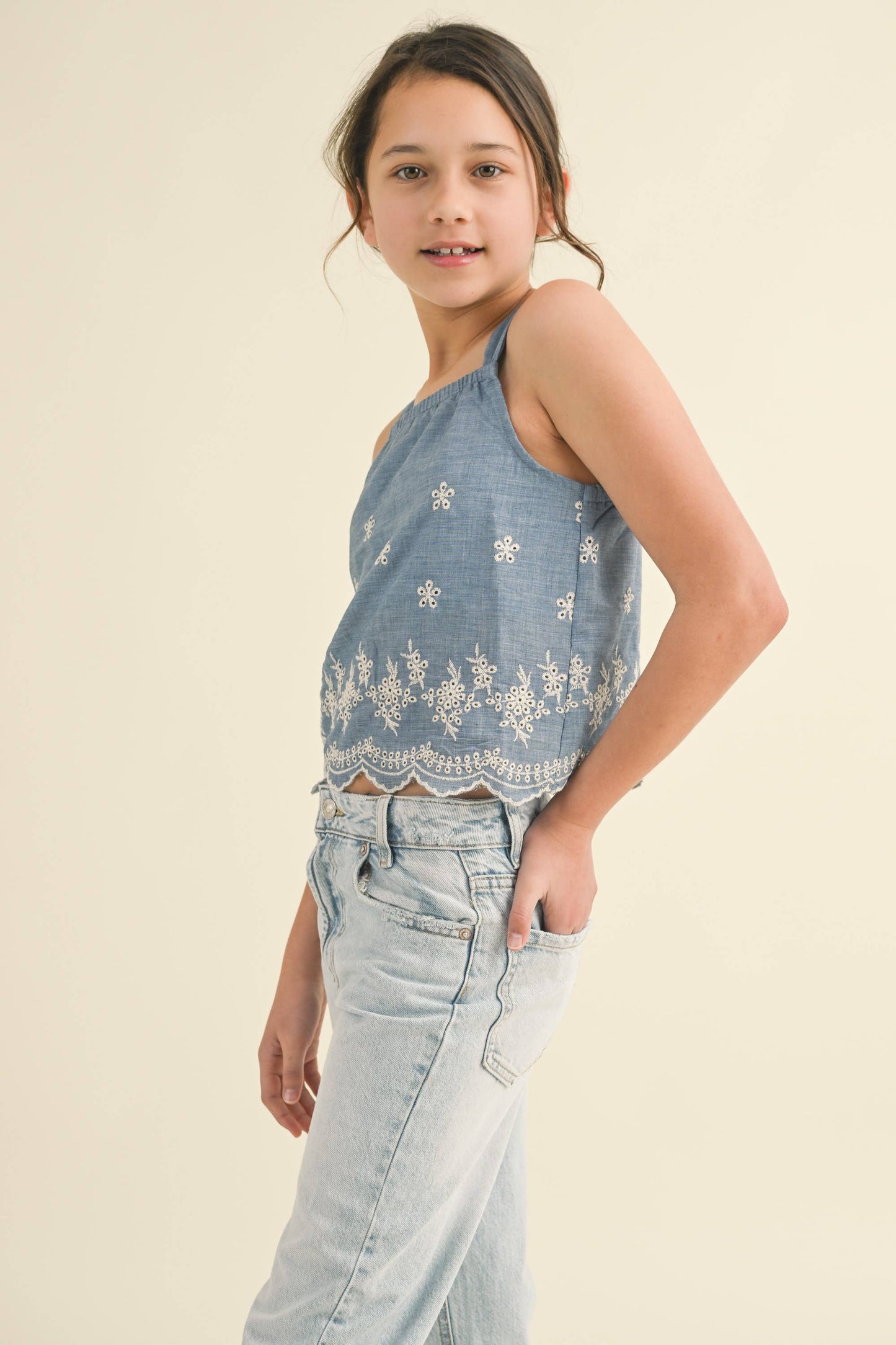 TWEEN KIDS GIRLS BABYDOLL BACK CUTOUT TOP (7/8-14)